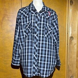 1514 NWT Wrangler Black and White Checkered Men's Shirt. Sz3X